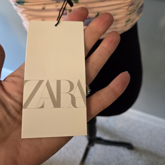 Zara Floral Ruched Halter Top Pink Size Large - Picture 5 of 10